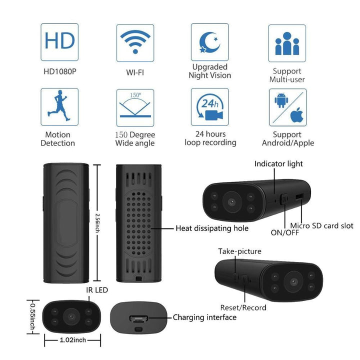 AODE ShadowEye Mini WiFi Hidden Camera product | Security Cameras | אוזו-שופ